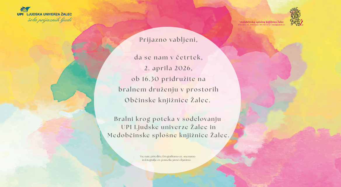 Vabilo Bralni klub, april 2026